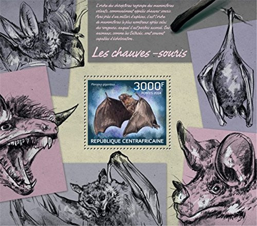 WD03/15/21-Central Africa - 2014 Bats on Stamps - Stamp Souvenir Sheet - 3H-712