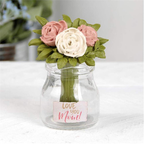 Blossom Bucket 201-12845 Love You Mom Vase with Flowers, 3.5-inch High