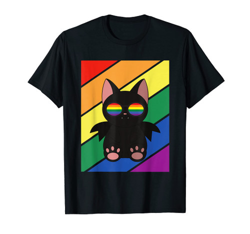 LGBTQ Flag Gay Pride Month Rainbow Bat With LGBT Glasses T-Shirt