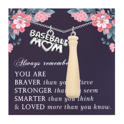 FEELMEM Baseball Bat Pendant Charm Necklace Baseball Mom Gift Mom Life Baseball Jewelry Softball Mom Baseball Game Day Gift (Baseball Mom-necklace)