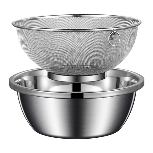 Stainless Steel Colander Bowl Set, Rice Washing Bowl Colander Strainers for Fruit Vegetable Washing, Rice Washer Strainer Bowl, Pasta Drainer for Kitchen Cooking Stainless Steel Colander Bowl Set, Rice Washing Bowl Colander Strainers for Fruit Vegetable Washing, Rice Washer Strainer Bowl, Pasta Drainer for Kitchen Cooking
