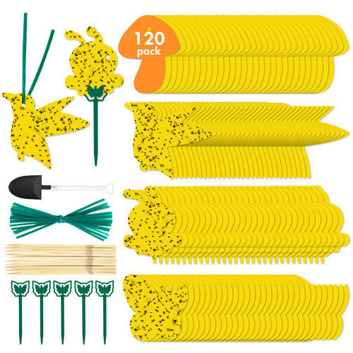120 Pack Sticky Trap Fruit Fly Killer Indoor, Fungus Gnat Trap for House Plants, Yellow Sticky Traps for Plants Insects Bug 120 Pack Sticky Trap Fruit Fly Killer Indoor, Fungus Gnat Trap for House Plants, Yellow Sticky Traps for Plants Insects Bug