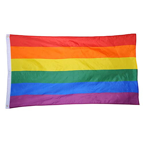 Wendy Mall 1 Pc LGBT Rainbow Flag 3x5FT (90x150cm) Lesbian Gay Parade Banners LGBT Pride Flag Polyester Colorful Rainbow Flag for Decoration