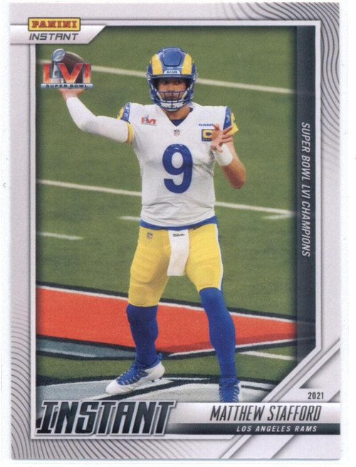 2022 Panini Instant Super Bowl LVI #1 Matthew Stafford Los Angeles Rams NFL Football Trading Card