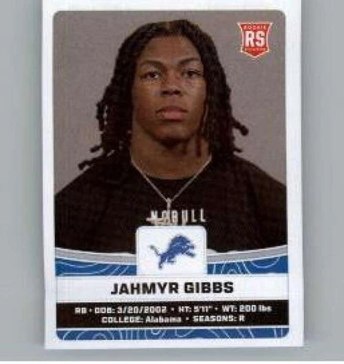 2023 Panini Stickers #387 Jahmyr Gibbs RC Rookie Detroit Lions Official Thin Mini Sticker NFL Football Trading Card