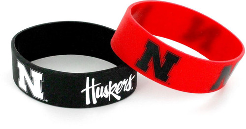 NCAA Nebraska Cornhuskers Silicone Rubber Bracelet, 2-Pack