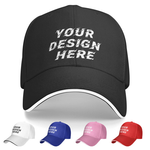 Custom Hats for Men Personalized Design Your Own Text Logo Adjustable Trucker Hat Customized Baseball Cap for Men Women (Black)