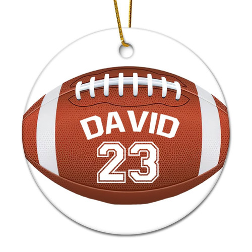 Flat Circle Ceramic Christmas Ornaments,Merry Christmas Football Custom Ornaments for Christmas Tree Hanging Decorations Funny Holiday Keepsake Memorial Xmas Gifts for Friends