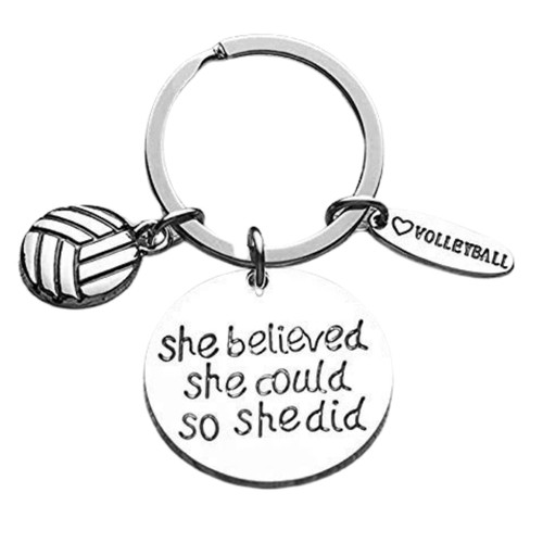 Volleyball She Believed She Could So She Did Keychain, Girls Volleyball Jewelry, Perfect Volleyball Gifts for Volleyball Players