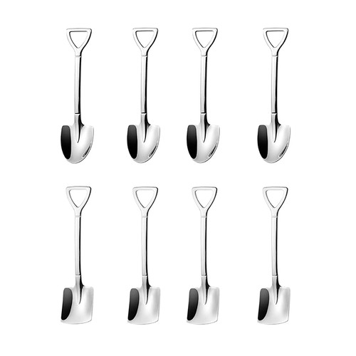 btdeal 8pcs/Set Mini Coffee Spoons, Stainless Steel Shovel Shape Tea Spoons Sugar Ice Cream Dessert Spoons (Silver)