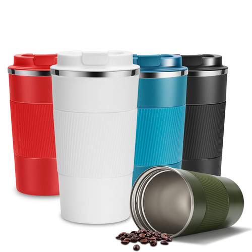 YINJAM 12oz Travel Coffee Mug Insulated Coffee Cups to Go with Leakproof Lid Vacuum Stainless Steel Double Walled Thermal Car Coffee Tumbler for Hot Cold Iced Tea Drinks Reusable (White, 12oz)