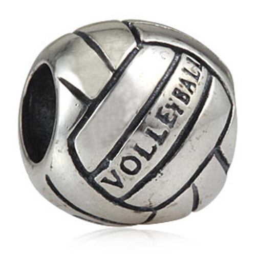 Volleyball Charm 925 Sterling Silver Sport Beach Ball Beads for DIY Charms Bracelet