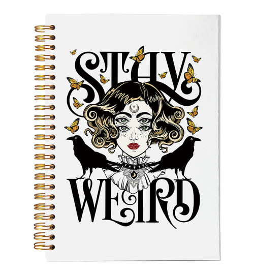 VNWEK Witchy Notebook,Witch Journal,Halloween Notebook,Witch Girl Stay Weird Spiral Notebook Journal 5.5x8.3 Inch
