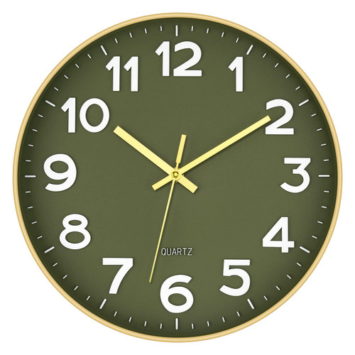 Lumuasky Olive Green Wall Clock 12 Inch Modern Silent Non-Ticking Decorative Clock Battery Operated for Living Room Bedroom Kitchen Office Classroom