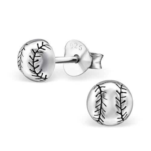 ICYROSE Hypoallergenic 925 Sterling Silver 2D Tiny 5mm Baseball/Softball Ear Stud Earrings (Nickel Free) 20822