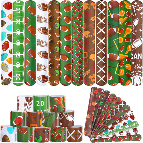 72 Pcs Football Slap Bracelets Baseball Football Bracelet Football Party Favors Sport Themed Snap Bracelet Wristbands Football Bracelet Slap Bands for Kids Classroom Prizes