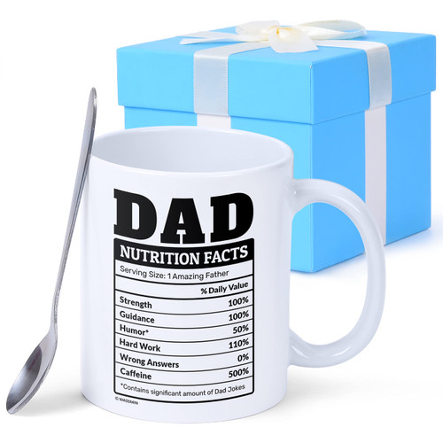 WASSMIN Dad Mug Gifts for Dad from Daughter, Son - Funny Dad Nutrition Fact Coffee Mugs Gift - Great Father's Day, Birthday, Christmas Gift for Papa, Husband, Grandpa, Daddy, Fathers from Children