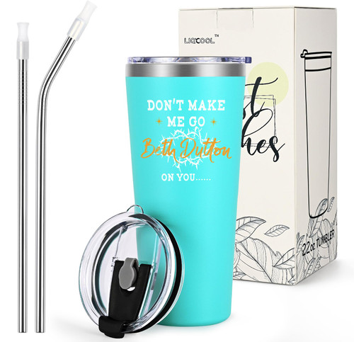 LiqCool Don't Make Me Go Beth Dutton On You 22 Oz Tumbler, Beth Dutton Merchandise, Christmas Gifts For Women Unique, Birthday Gifts Ideas for Friends (Mint)