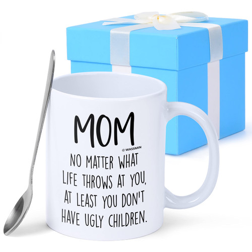 WASSMIN 11oz Mom Coffee Mug - Mom You Don't Have Ugly Children I Funny Mom Mug as Mom Birthday Gifts from Daughter or Son, Mothers Day Gifts from Daughter I Funny Gifts for Mom on Birthday, Christmas WASSMIN 11oz Mom Coffee Mug - Mom You Don't Have Ugly Children I Funny Mom Mug as Mom Birthday Gifts from Daughter or Son, Mothers Day Gifts from Daughter I Funny Gifts for Mom on Birthday, Christmas
