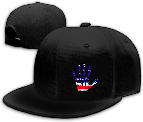 Skull Finger Flat Bill Hat American Flag Colors Snapback Hats for Men Baseball Cap Fitted Trucker Dad Mens Cool Rock N Roll Caps for Boys Adjustable Hip Hop