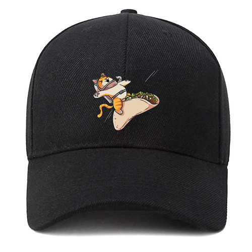 EDGMM Taco Space Cat Baseball Caps Cotton Adjustable Dad Cap Unisex Hats