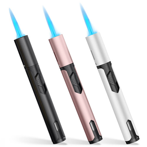 Torch Lighters, 3 Pack, Butane Lighters, Multipurpose Windproof Butane Refillable Gas Torch Lighter, Jet Flame Pen Torch Lighter for Candles, Grills, Fireplaces, Camping. (Butane Not Included)