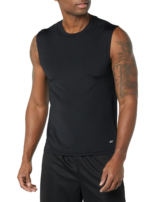 Amazon Essentials Men's Tech Stretch Tank Baselayer, Black, Medium