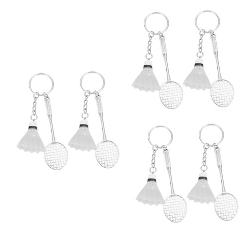 Kisangel 6 pcs Badminton Keychain Tennis Pendant Keychain Badminton Pendant Keychain Badminton Figurine Sports Keychains Party Favors Sport Accessories Key Rings Fan Plastic Appendix White