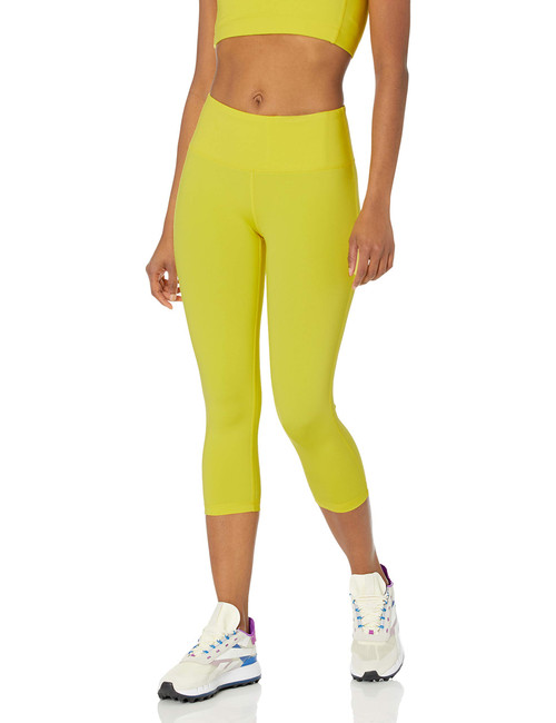 Amazon Essentials Women's Active Sculpt Mid Rise Capri Legging, Bright Yellow, Large
