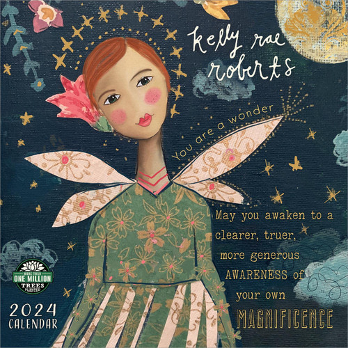 Kelly Rae Roberts 2024 Wall Calendar: You Are A Wonder | 12" x 24" Open | Amber Lotus Publishing