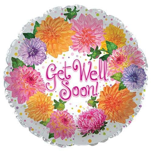 CTI Balloons 114063 Get Well Soon Chrysanthemum, 17", Multicolor