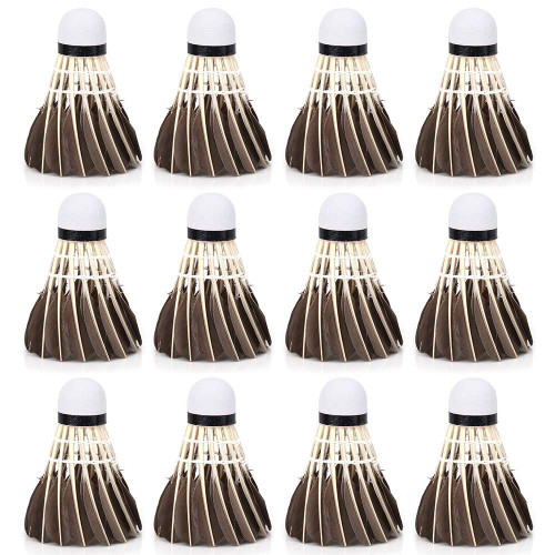 Cyrank Training Badminton Shuttlecocks Outdoor, Feather Badminton Shuttlecocks, Badminton with Great Stability and Durability- 12pcs