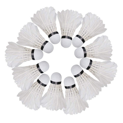 HERCHR Badminton Shuttlecocks, 12PSC White Badminton Shuttlecocks High Speed Training White Badminton Balls Great Stability for Outdoor Indoor Sports