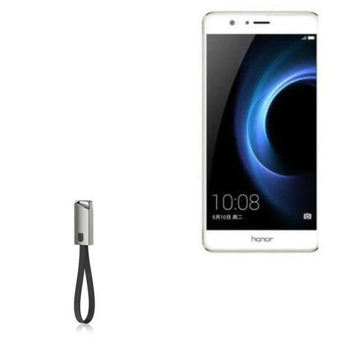BoxWave Cable Compatible with Honor V8 - USB Type-C Keychain Charger, Key Ring USB Type-C to Type-A 8 in USB Cable - Jet Black