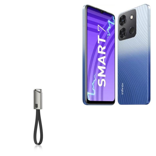 BoxWave Cable Compatible with Infinix Smart 7 - USB Type-C Keychain Charger, Key Ring USB Type-C to Type-A 8 in USB Cable - Jet Black