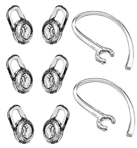 BLLQ Repalcement Large Size Ear Tips & Ear Loop Set for Plantronics M180 M155 M165 M100 M1100 Explorer 500 Headset, Gel Buds Eartips 6PCS & Ear Hooks Earloop 2PCS [Clear] (PL)