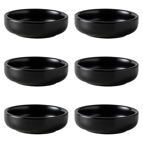 KAMAIDI Dipping Bowls Set, Ceramic Dipping Sauce Dishes, 2 oz Soy Sauce Dish, Side Dish Bowls, Small Bowl/Dish for BBQ, Condiments, Appetizer, Dessert, Sushi, Set of 6 (Black)
