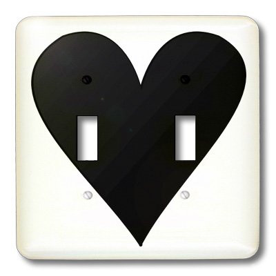 3dRose lsp_39611_2 A Heart On White Double Toggle Switch Black