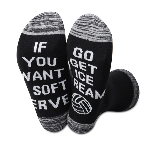 1 Pair Volleyball Socks Volleyball Lover Gift If You Want A Soft Serve Go Get Ice Cream Socks Volleyball Player Gift (Get Ice Cream Sock)