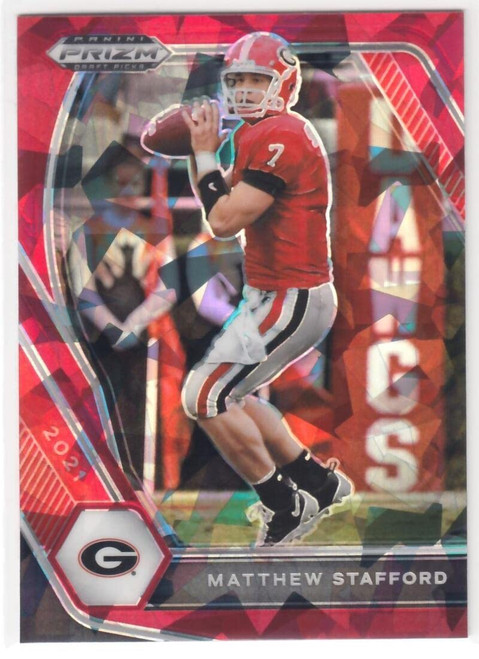 2021 Panini Prizm Draft Picks Prizms Red Ice #19 Matthew Stafford Georgia Bulldogs Football Trading Card 2021 Panini Prizm Draft Picks Prizms Red Ice #19 Matthew Stafford Georgia Bulldogs Football Trading Card