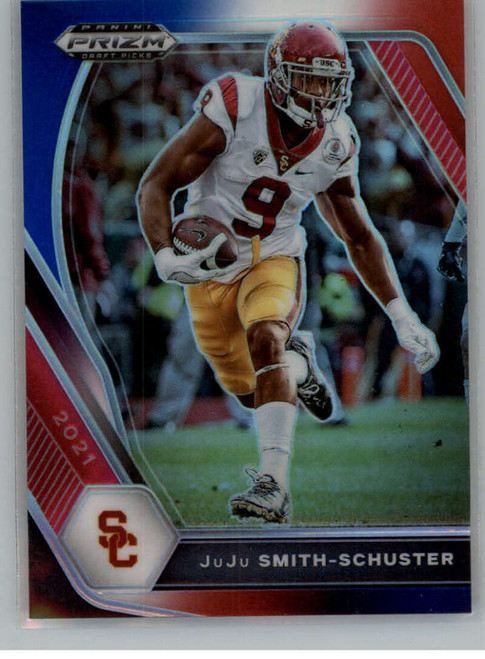2021 Panini Prizm Draft Picks Prizms Red White and Blue #53 JuJu Smith-Schuster USC Trojans Football Trading Card 2021 Panini Prizm Draft Picks Prizms Red White and Blue #53 JuJu Smith-Schuster USC Trojans Football Trading Card