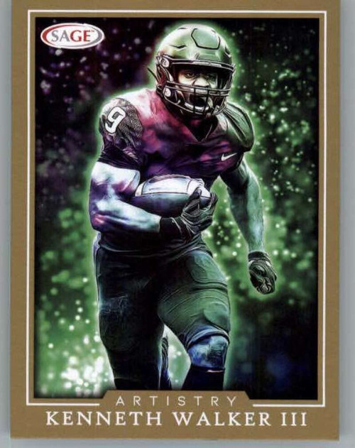 2022 Sage High Series Artistry Gold #ART-KWIII Kenneth Walker III Michigan State RC Rookie Football Trading Card 2022 Sage High Series Artistry Gold #ART-KWIII Kenneth Walker III Michigan State RC Rookie Football Trading Card