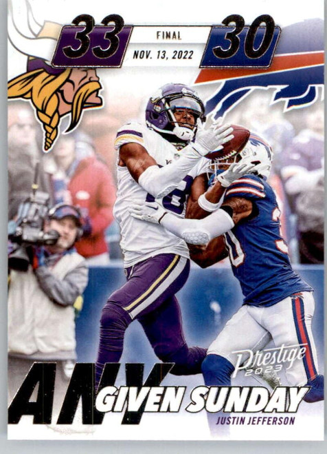 2023 Panini Prestige Any Given Sunday #10 Justin Jefferson Minnesota Vikings NFL Football Trading Card 2023 Panini Prestige Any Given Sunday #10 Justin Jefferson Minnesota Vikings NFL Football Trading Card