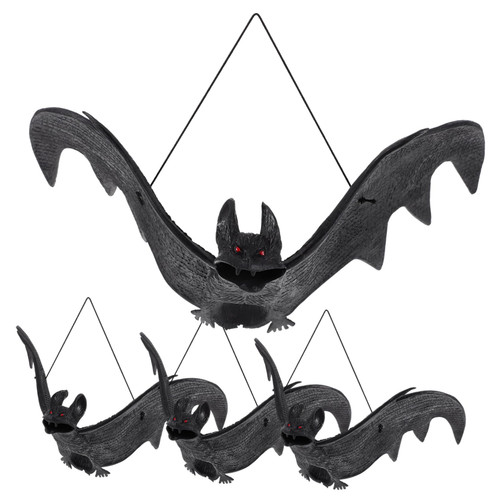 Toyvian 4pcs Simulation Bat Pendant Halloween Decorations Creative Halloween Pendants Decorative Pendant Halloween Halloween Bat Pendant Bat Outdoor Pendant Export Ornament Rubber
