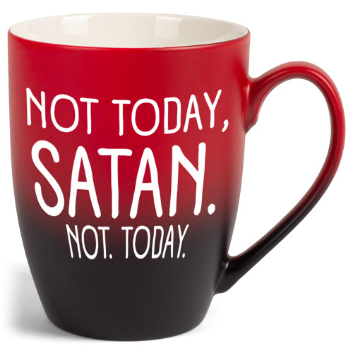 Elanze Designs Not Today Satan Two Toned Ombre Matte Red and Black 12 ounce Ceramic Stoneware Coffee Cup Mug