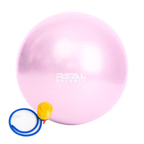 Real Balance Exercise Yoga Ball, Home Exercise Yoga Ball for Fitness, Inflatable Balance Ball with Quick Pump for Core Strength Training Stability Pregnancy and Physical Therapy (Rose, 21.5 Inch) Real Balance Exercise Yoga Ball, Home Exercise Yoga Ball for Fitness, Inflatable Balance Ball with Quick Pump for Core Strength Training Stability Pregnancy and Physical Therapy (Rose, 21.5 Inch)