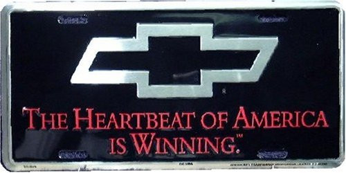 HangTime Heartbeat of America Is Winning embossed metal auto tag 6 x 12
