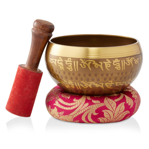 Prajna Tibetan Singing Bowl Set - Hammered Meditation Sound Bowl Set for Yoga, Chakra Healing, Mindfulness and Prayer with Wooden Striker and Cushion
