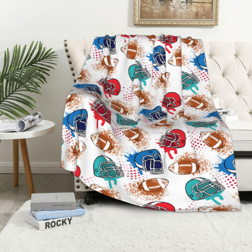 American Football Throw Blanket Soft Cozy Flannel Football Blanket Football Gifts for Football Lovers Lightweight Blankets for Kids Boys Girls Adults 60"X50"