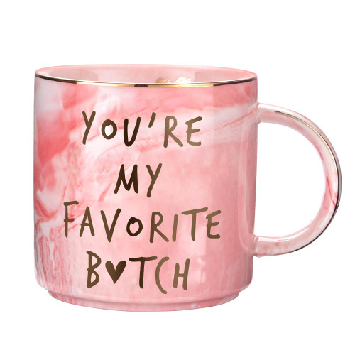 Best Friend Christmas Gifts for Women - Funny Birthday Friendship Gift for BFF, Bestfriend, Besties, Mom, Sister, Boss Woman, Big Sis, Sorority - You're My Favorite - Pink Mug, 11.5oz Coffee Cup